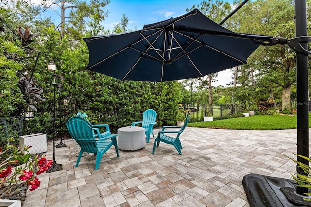 view of patio / terrace featuring fence