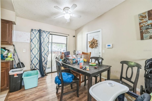 3711 Shady Grove Cir, Orlando, FL 32810 - office area with a textured ceiling, ceiling fan, light wood finished floors, and lofted ceiling