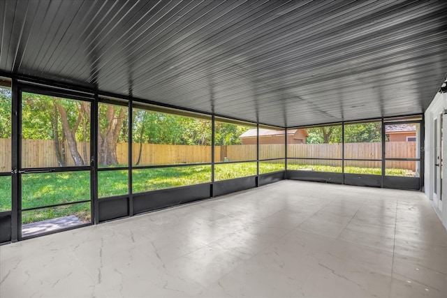 view of unfurnished sunroom
