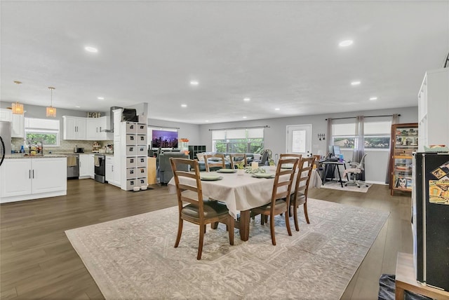 300 Hickory Ct, Apopka, FL 32712 - dining room with recessed lighting, plenty of natural light, and dark wood finished floors