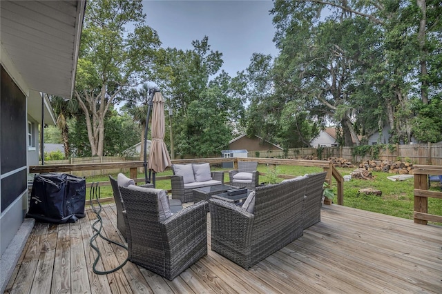 300 Hickory Ct, Apopka, FL 32712 - wooden terrace with an outdoor hangout area and a grill
