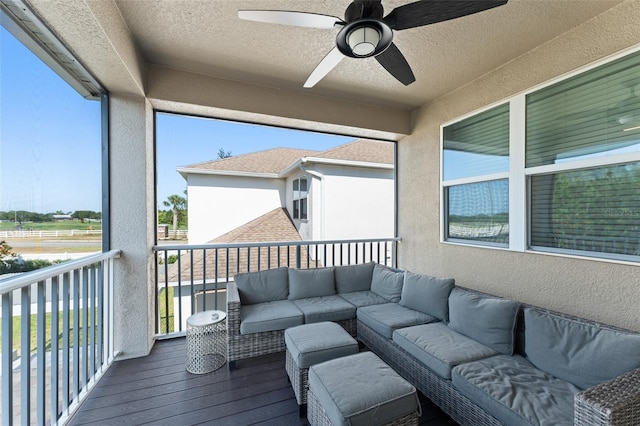 15420 Southern Martin St, Winter Garden, FL 34787 - sunroom / solarium featuring an outdoor living space and a ceiling fan