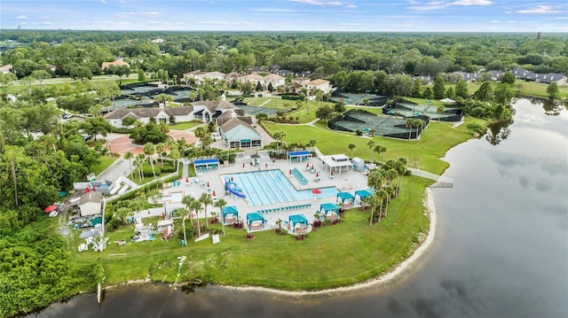 1070 Henley Downs Pl, Lake Mary, FL 32746 - drone / aerial view of a large body of water and a pool area