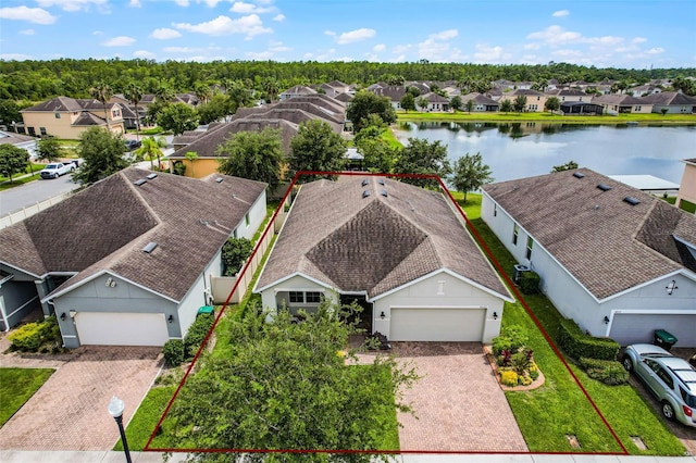 4051 Prairie Reserve Blvd, Orlando, FL 32824 - aerial view of residential area featuring property parcel outlined and a nearby body of water