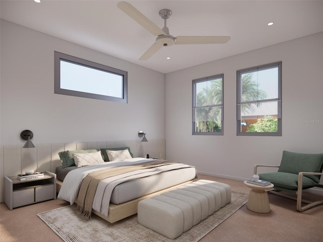 209 Breezeway Dr, Davenport, FL 33897 - bedroom featuring light colored carpet, recessed lighting, ceiling fan, and baseboards