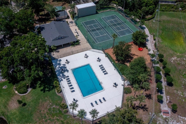 bird's eye view of a pool