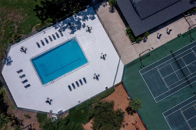 aerial view of a pool