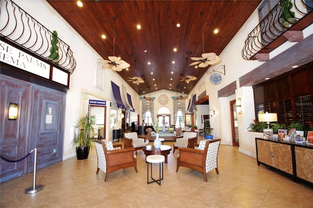 8919 Bismarck Palm Rd, Kissimmee, FL 34747 - lobby with wood ceiling, high vaulted ceiling, and recessed lighting