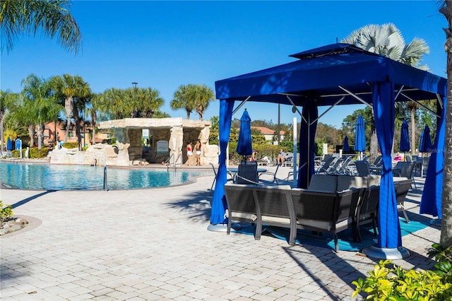 8919 Bismarck Palm Rd, Kissimmee, FL 34747 - community pool featuring a patio area and a gazebo
