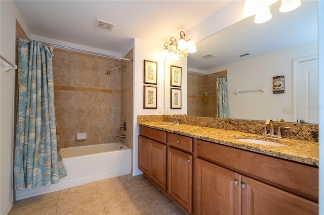 8919 Bismarck Palm Rd, Kissimmee, FL 34747 - full bathroom featuring tile patterned flooring, shower / tub combo, and double vanity