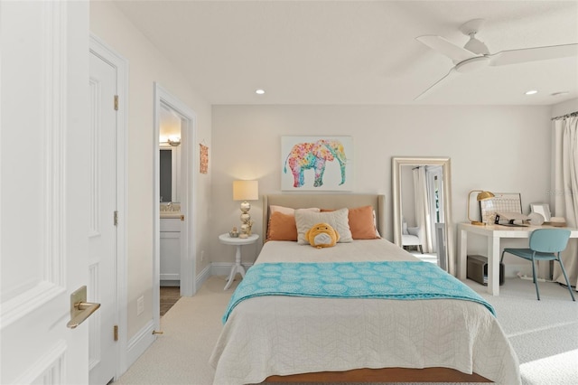 1455 Kelso Blvd, Windermere, FL 34786 - carpeted bedroom featuring recessed lighting, ceiling fan, baseboards, and a desk