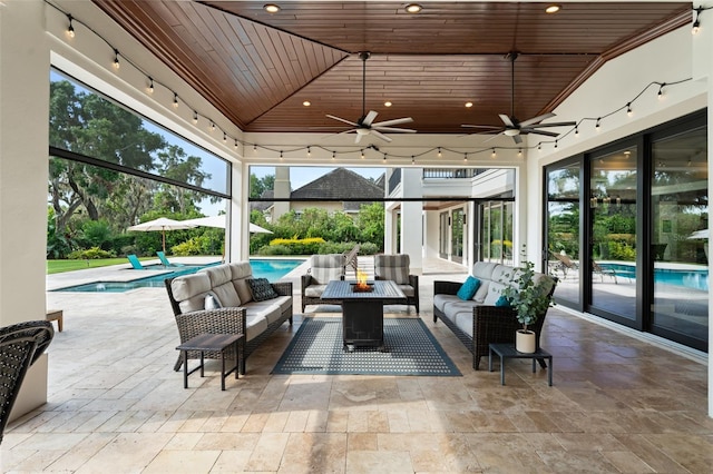 1455 Kelso Blvd, Windermere, FL 34786 - view of patio / terrace featuring an outdoor hangout area, an outdoor pool, and ceiling fan
