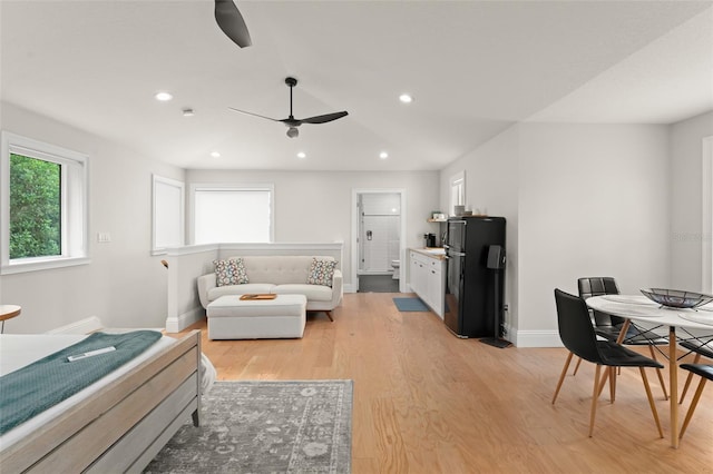 1455 Kelso Blvd, Windermere, FL 34786 - living area featuring light wood-style floors, ceiling fan, baseboards, and recessed lighting
