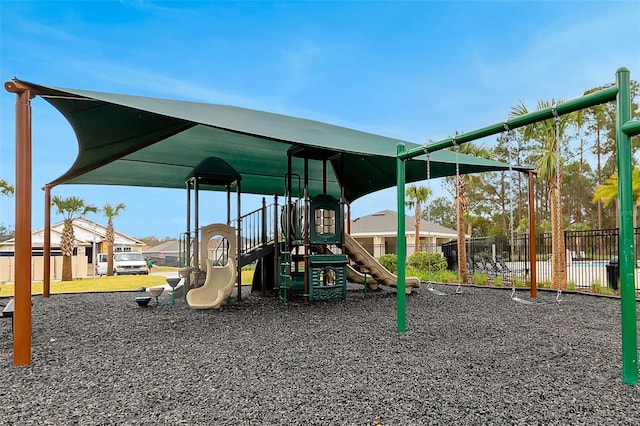 community play area with fence