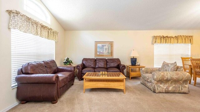 2805 Lido Key Ct, Kissimmee, FL 34747 - living room featuring light carpet and vaulted ceiling