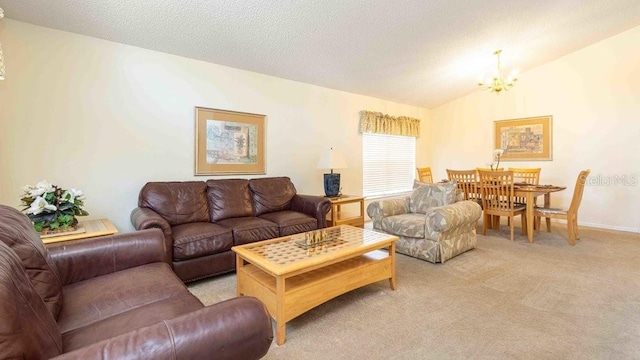 2805 Lido Key Ct, Kissimmee, FL 34747 - living area with a chandelier, vaulted ceiling, and light carpet