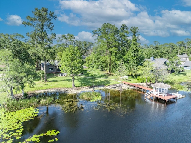 277 Sunrise Pt, Lake Mary, FL 32746 - dock area with a water view and a yard