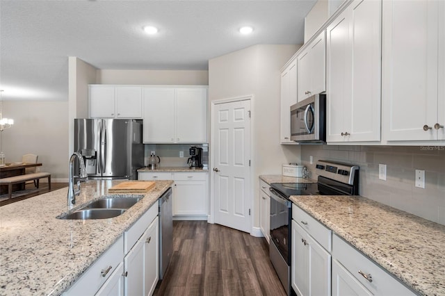 4811 SW 108th Place Rd, Ocala, FL 34476 - kitchen with appliances with stainless steel finishes, a sink, backsplash, white cabinetry, and recessed lighting