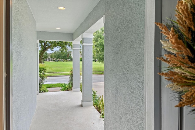 view of patio featuring covered porch