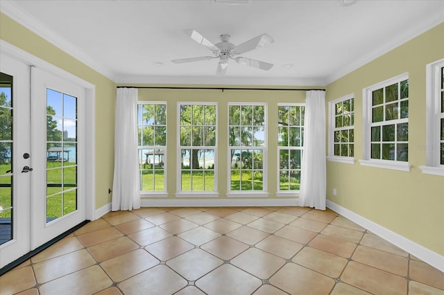 633 Balmoral Rd, Winter Park, FL 32789 - unfurnished sunroom featuring french doors, ornamental molding, and baseboards