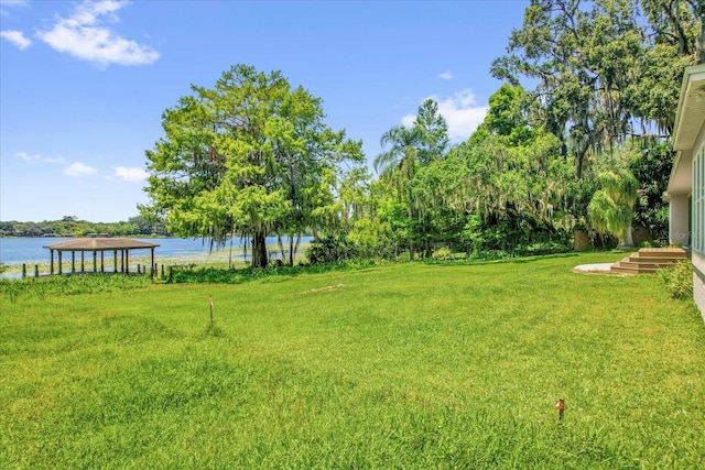 633 Balmoral Rd, Winter Park, FL 32789 - view of green lawn with a water view and a gazebo