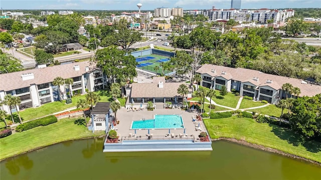 6 Escondido Cir Unit 55, Altamonte Springs, FL 32701 - aerial view of a pool area and a nearby body of water