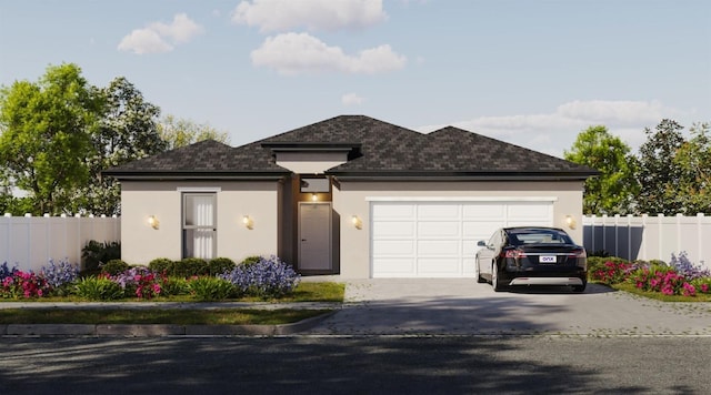 2545 NW 22nd Pl, Cape Coral, FL 33993 - view of front of home with driveway, a garage, stucco siding, and a shingled roof