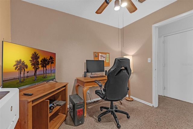 3162 Little Sound Dr, Orlando, FL 32827 - office with a ceiling fan, carpet, and baseboards