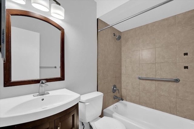 3685 Sunday Dr, Deltona, FL 32738 - bathroom featuring toilet, vanity, and shower / tub combination