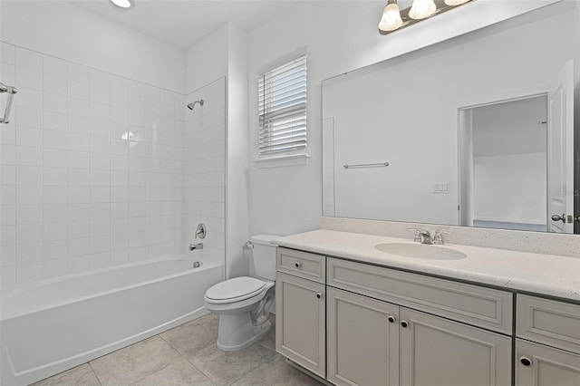 15161 Lake Bessie Loop, Winter Garden, FL 34787 - bathroom with vanity, shower / bathtub combination, toilet, and tile patterned floors