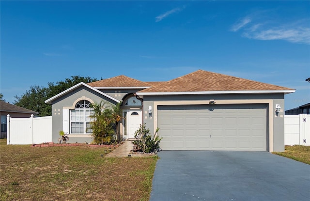 212 Ashford Dr, Davenport, FL 33837 - ranch-style home with stucco siding, driveway, a garage, and roof with shingles