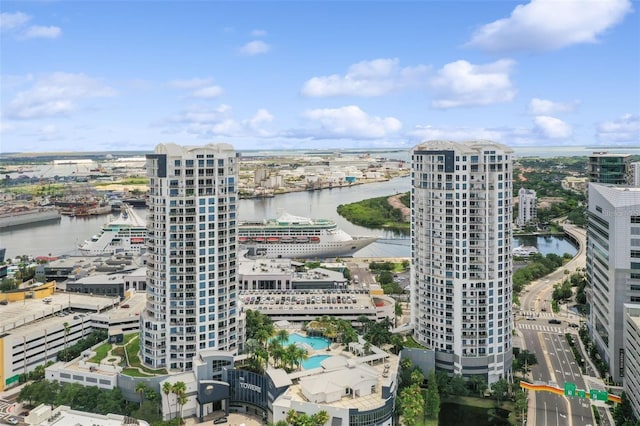 view of urban area featuring a large body of water