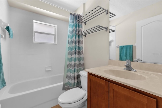 14617 Keelford Way, Orlando, FL 32824 - bathroom with toilet, vanity, and shower / bathtub combination with curtain