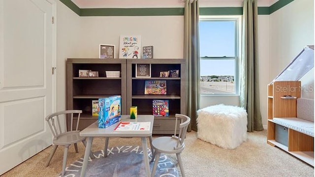 view of carpeted office space