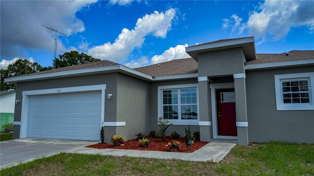 475 Marion Oaks Mnr, Ocala, FL 34473 - ranch-style home featuring stucco siding, a garage, driveway, and a shingled roof