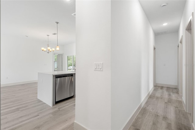 475 Marion Oaks Mnr, Ocala, FL 34473 - corridor featuring light wood finished floors, a chandelier, baseboards, and recessed lighting