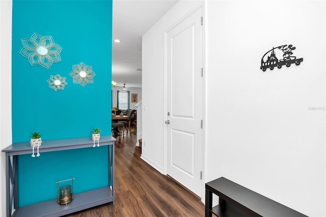 1615 Sanibel Dr, Davenport, FL 33896 - hallway with dark wood-type flooring and recessed lighting