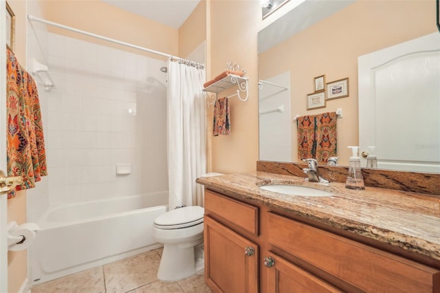 13524 Glynshel Dr, Winter Garden, FL 34787 - bathroom with toilet, tile patterned flooring, vanity, and shower / tub combo
