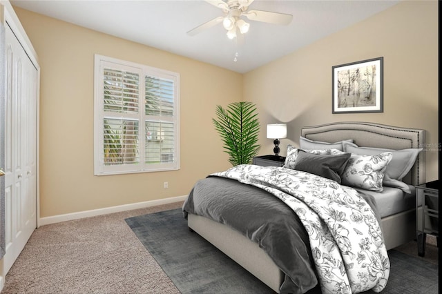 13524 Glynshel Dr, Winter Garden, FL 34787 - bedroom with carpet flooring, baseboards, a closet, and ceiling fan