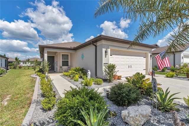 8413 SW 54th Loop, Ocala, FL 34481 - ranch-style house with stucco siding, a garage, a front lawn, and concrete driveway