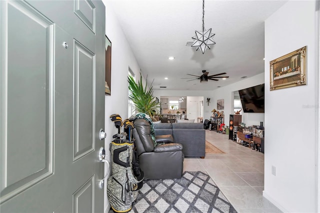 8413 SW 54th Loop, Ocala, FL 34481 - foyer entrance with ceiling fan, recessed lighting, and light tile patterned floors