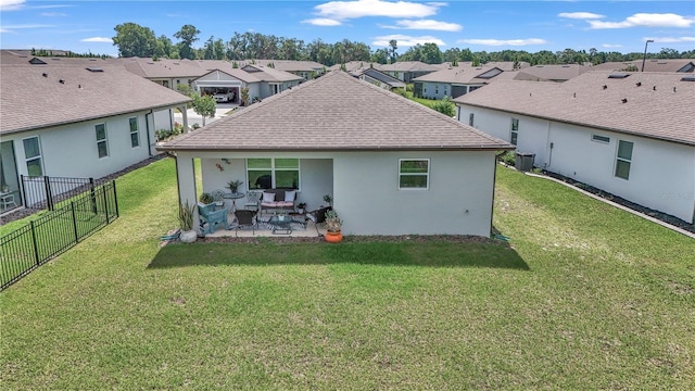 8413 SW 54th Loop, Ocala, FL 34481 - back of house featuring a residential view, stucco siding, roof with shingles, a patio area, and cooling unit