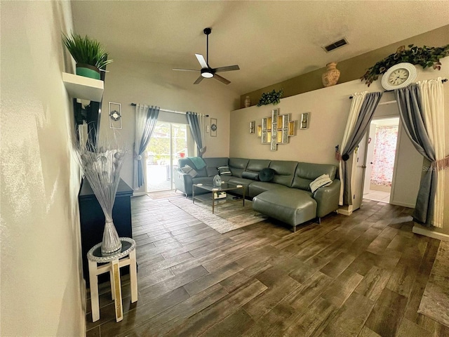 2376 Flamingo Lakes Dr, Kissimmee, FL 34743 - living room with a ceiling fan and wood finished floors