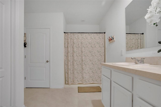 2834 Common Crane Ct, Saint Cloud, FL 34773 - bathroom with vanity, tile patterned floors, and a shower with shower curtain