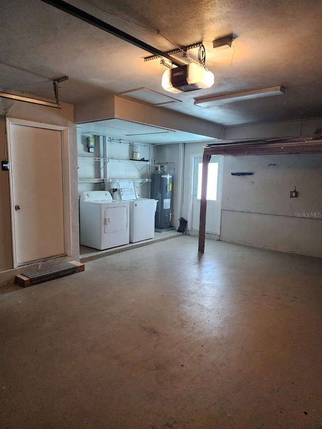 5325 Cocoa Ct, Cape Coral, FL 33904 - garage with water heater, a garage door opener, and washer and dryer