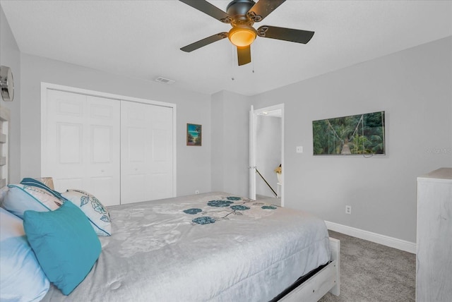 508 Boxelder Ave, Altamonte Springs, FL 32714 - carpeted bedroom with a closet, ceiling fan, and baseboards