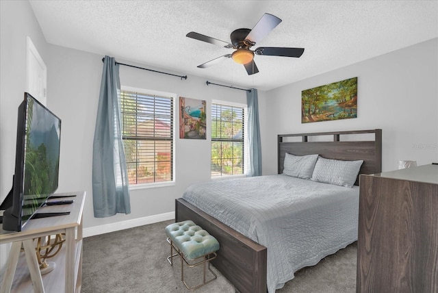 508 Boxelder Ave, Altamonte Springs, FL 32714 - bedroom featuring carpet, baseboards, a textured ceiling, and ceiling fan