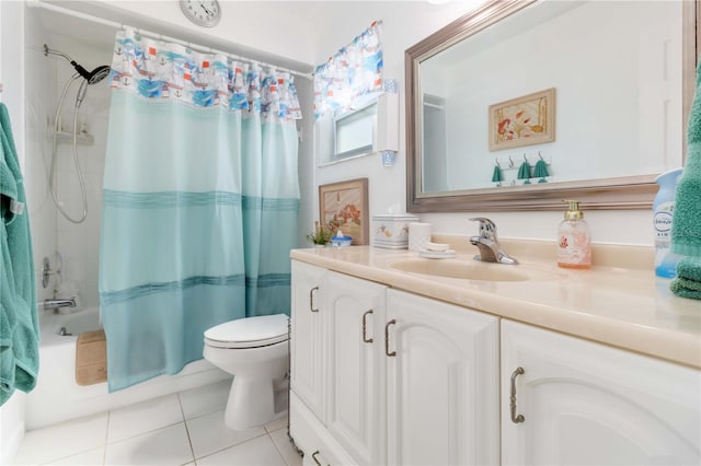 1804 W Shores Rd, Melbourne, FL 32935 - full bathroom with toilet, tile patterned floors, shower / bath combo, and vanity
