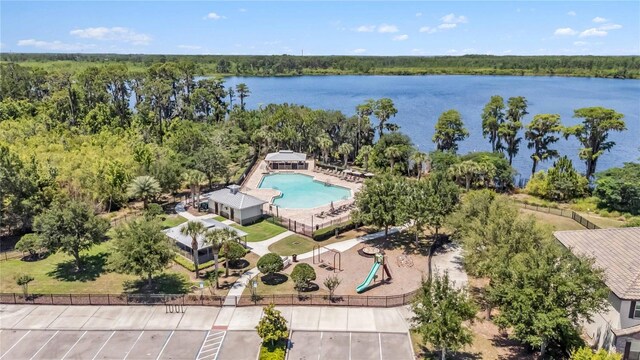 8160 Iron Mountain Trl, Windermere, FL 34786 - bird's eye view of a pool and a nearby body of water