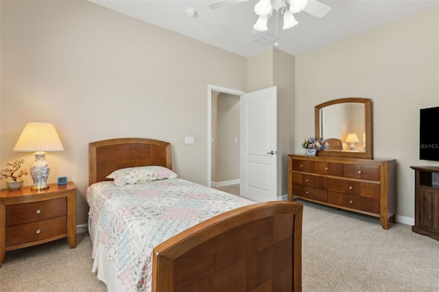 724 Duff Dr, Winter Garden, FL 34787 - bedroom with light colored carpet, baseboards, and ceiling fan